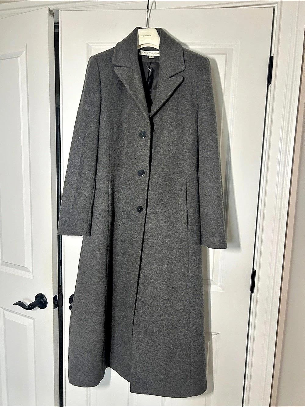 Larry Levine Gray Wool Blend Coat Size 8